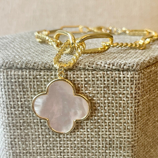 Mother of Pearl Charm Bracelet-Gold