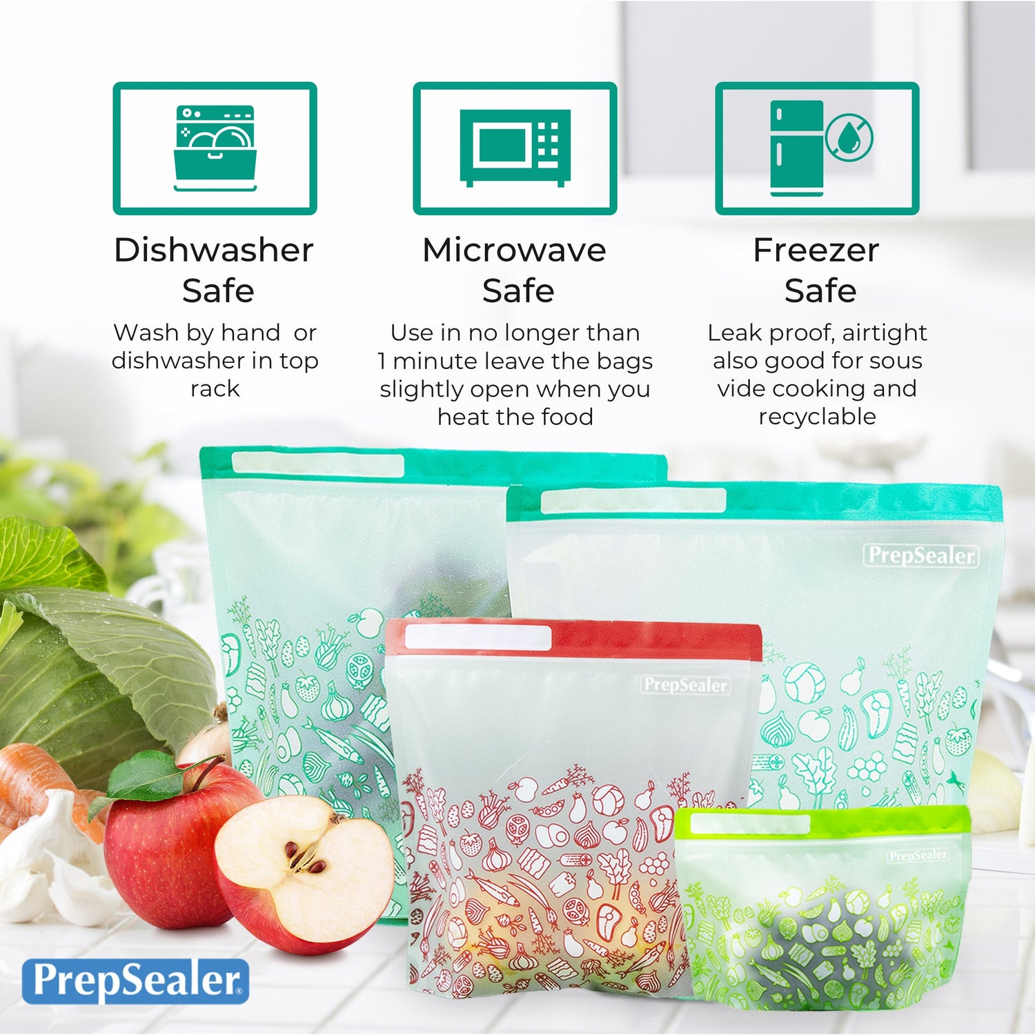 12 Pcs Reusable Storage Bags, Reusable Food Storage Bags, Reusable Freezer  Bags