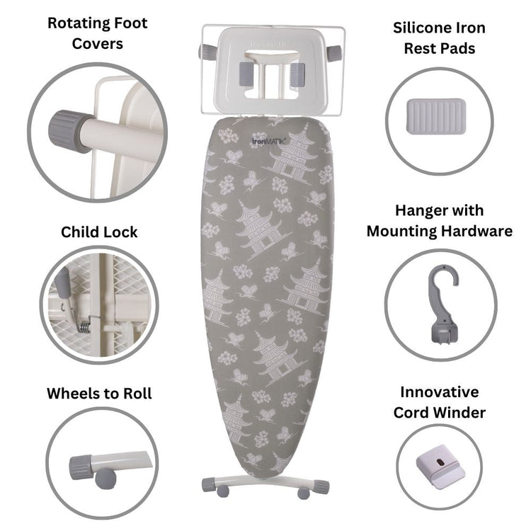 The PAGODA Collection - Space Surfer Premium Ironing Board in Pagoda Gray