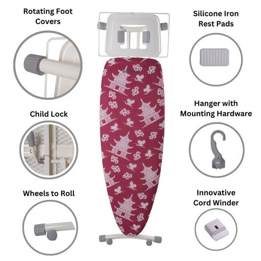The PAGODA Collection - Space Surfer Premium Ironing Board in Pagoda Magenta