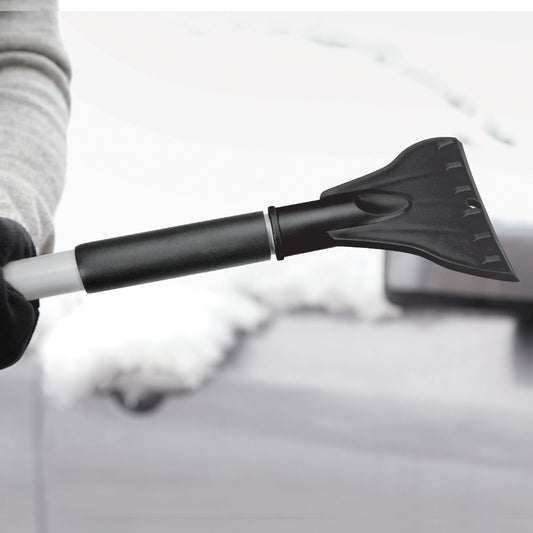 4-In-1 Telescoping Snow Broom + Ice Scraper | 18-Inch Foam Head | Headlights (Black)