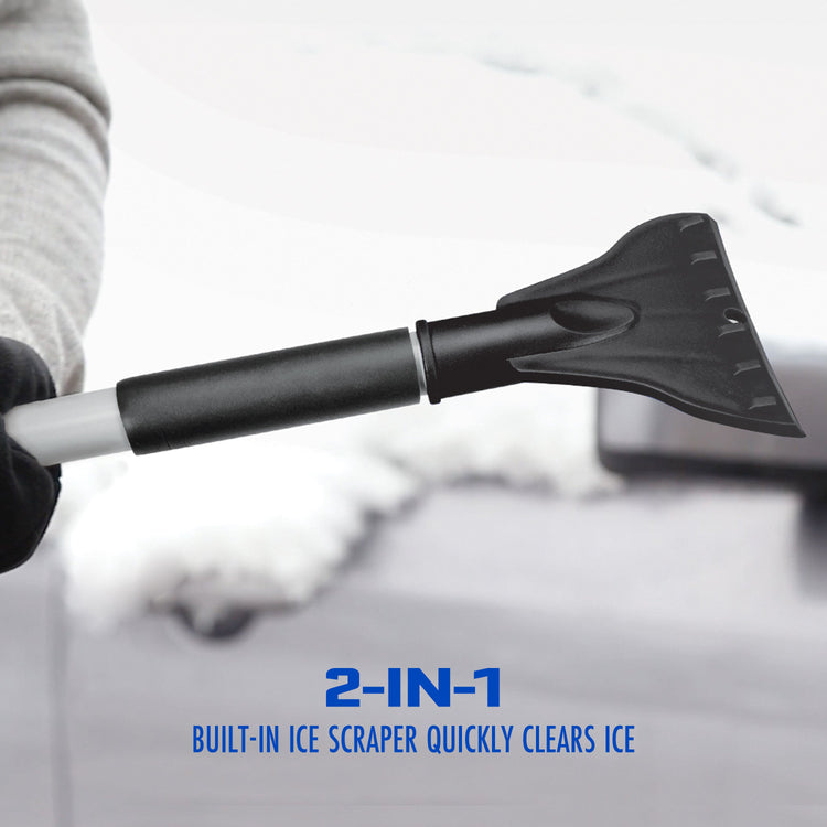 SPECIAL OFFER 4-In-1 Telescoping Snow Broom + Ice Scraper | 18-Inch Foam Head | Headlights (Black)
