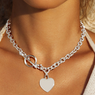 Heart Pendant with Toggle Clasp - White Gold