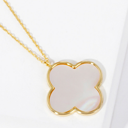 Mother of Pearl Clover on Fine Chain-Gold