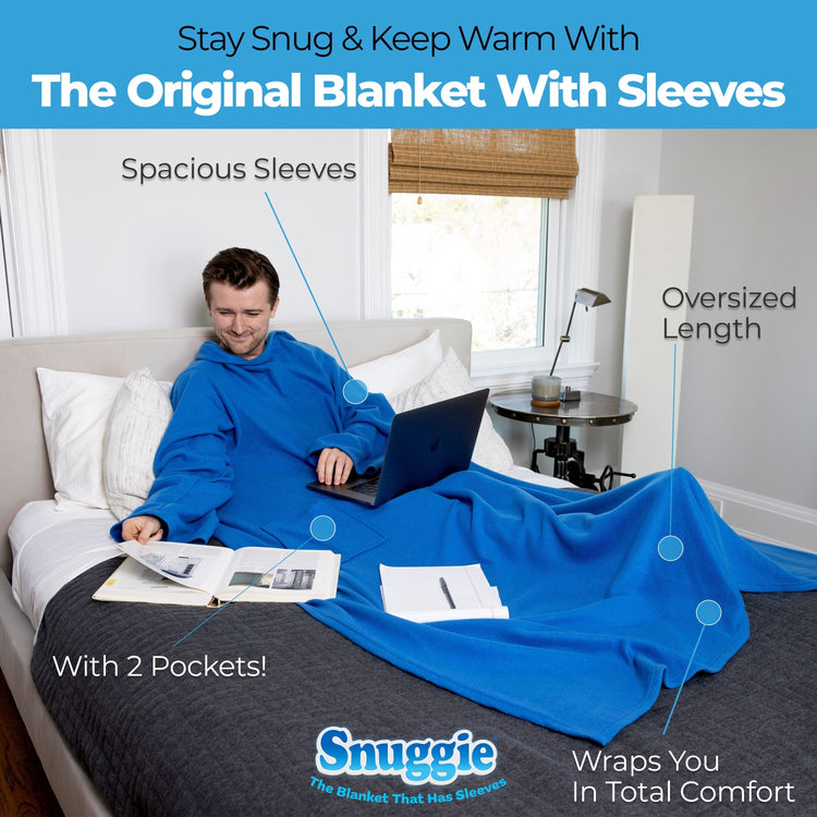 SPECIAL OFFER - Buy 1 Get 1 - The Blanket With Sleeves - FLEECE TRUE BLUE