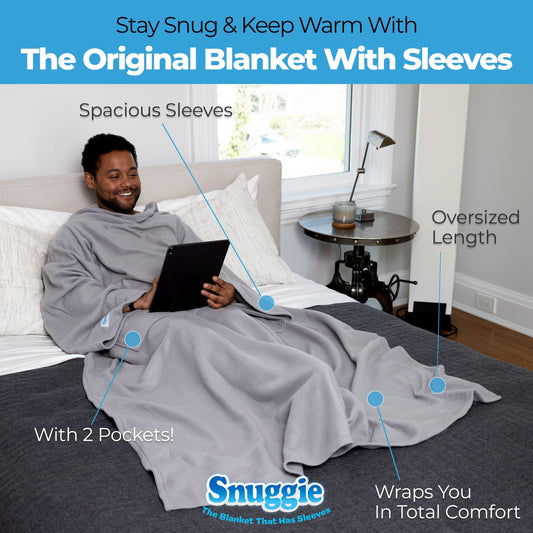 SPECIAL OFFER - Buy 1 Get 1 - The Original Blanket With Sleeves - FLEECE CHARCOAL