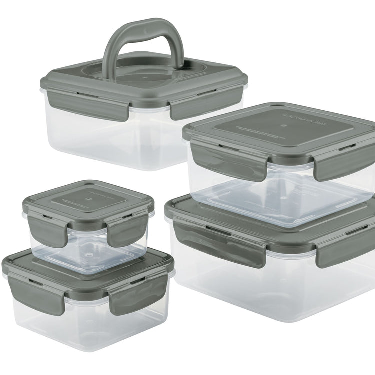 SPECIAL OFFER 10-Piece Plastic Square Nestable Food Storage Containers