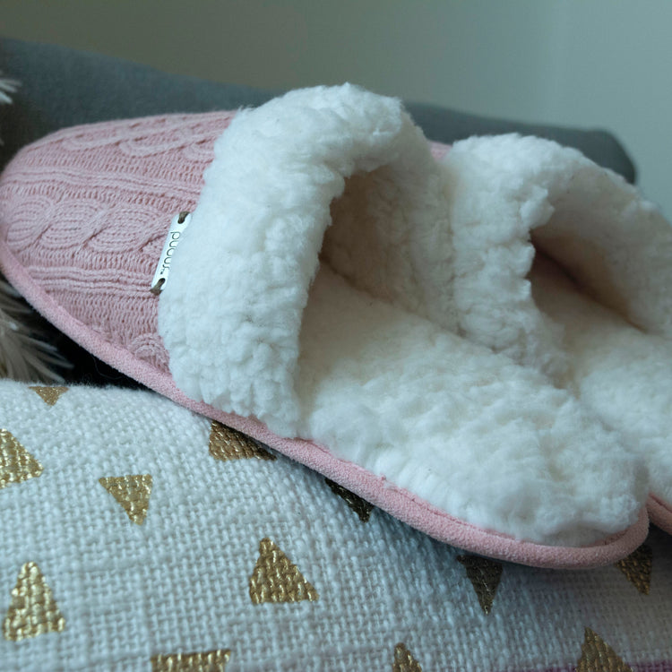 Creekside Slide Slippers | Cable Knit Blush