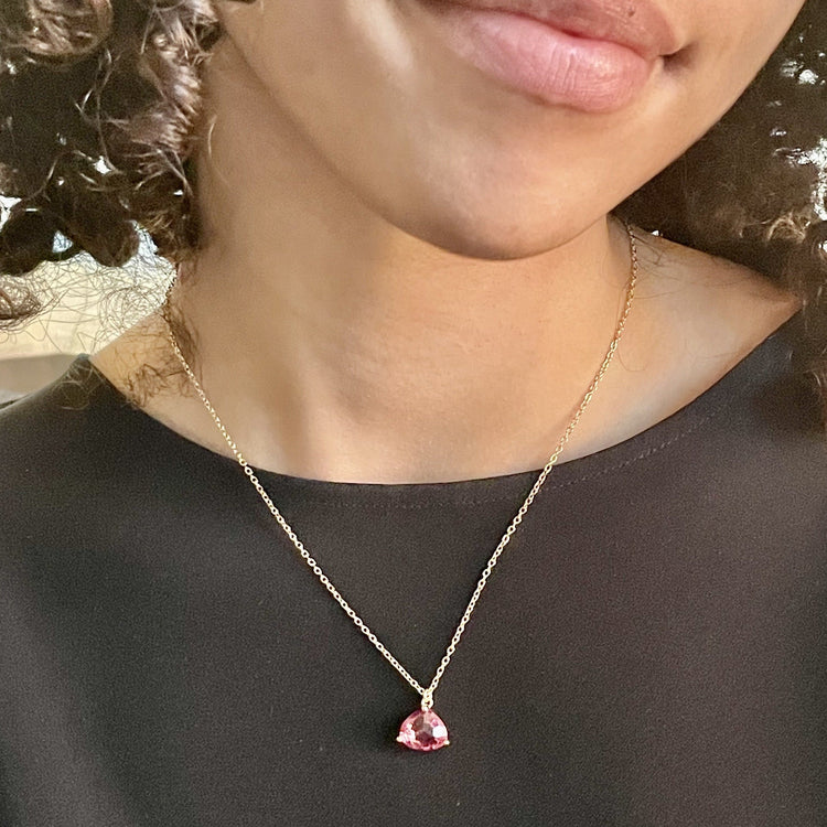 Crystal Drop Necklace-Garnet/Gold