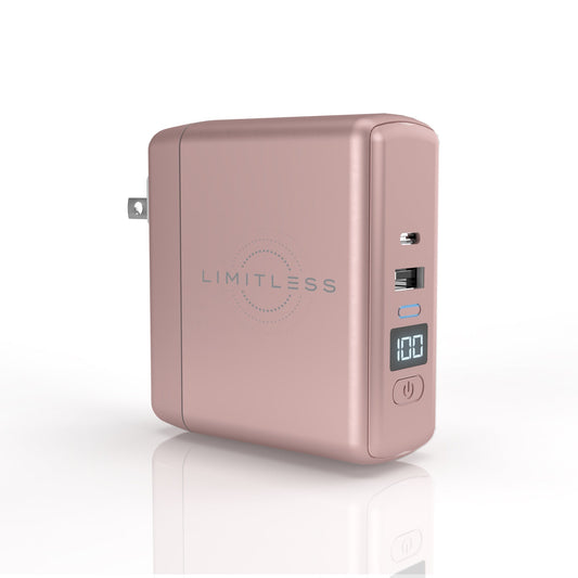 SPECIAL OFFER 3-In-1 Wall Charger and 10,000mAh Portable Power Bank with Digital Display - Blush Rose