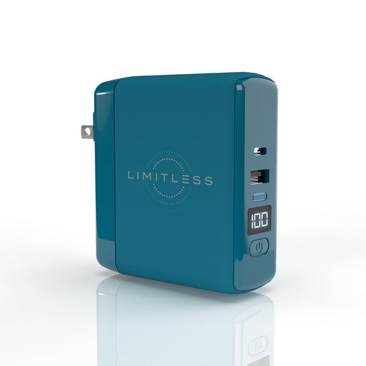 SPECIAL OFFER Limitless PowerPro Go - 3-In-1 Wall Charger and 10,000mAh Portable Power Bank with Digital Display Teal/