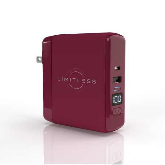 Limitless PowerPro Go - 3-In-1 Wall Charger and 10,000mAh Portable Power Bank with Digital Display Plum/