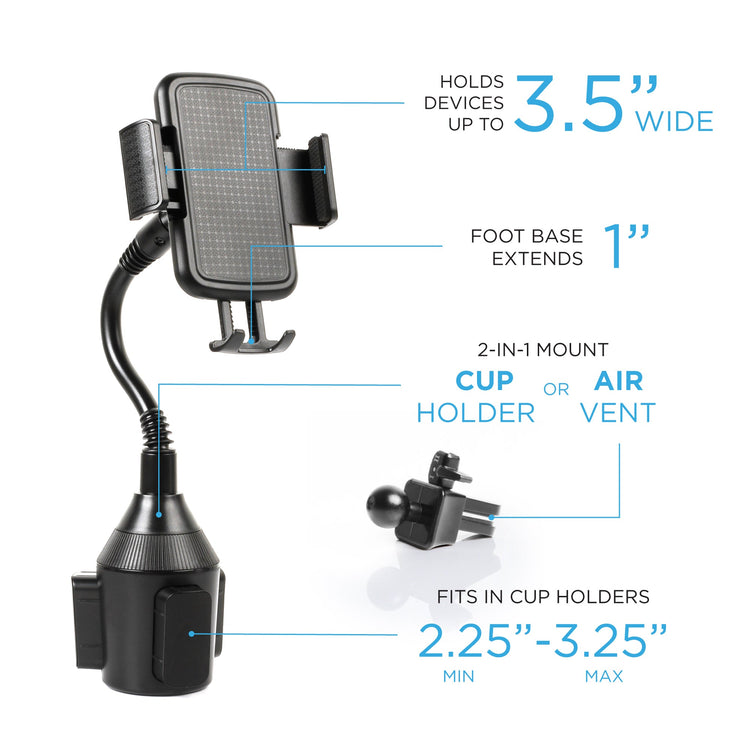 SPECIAL OFFER  Cup Holder Phone Mount with Adjustable Base, Flexible Neck, & Air Vent Clip